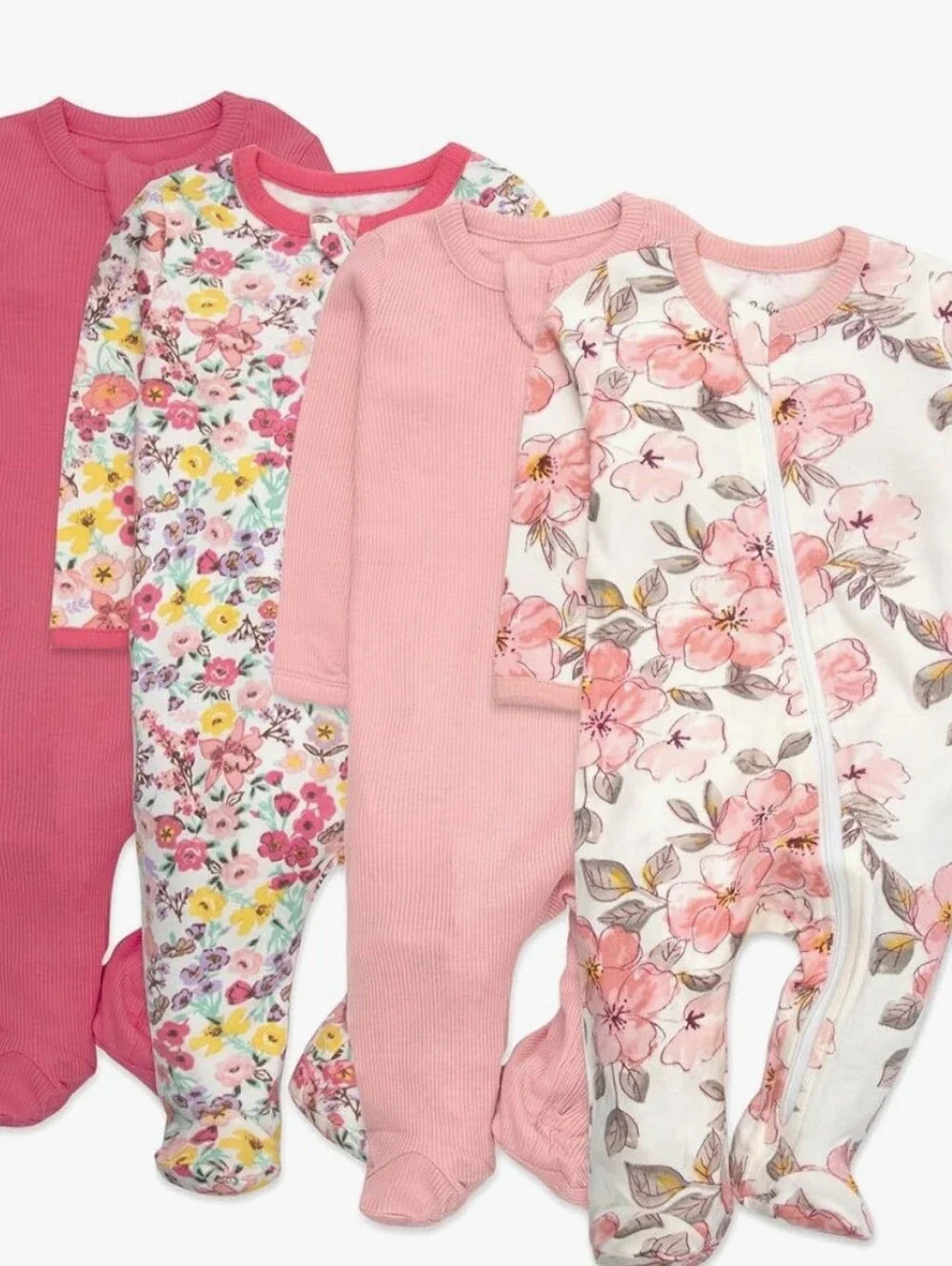 NWT Baby Essentials Baby Girls 4 Piece Outfit Set – Footie Sleepwear Pajama